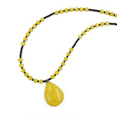 Milky Amber Drop Pendant Beaded Necklace